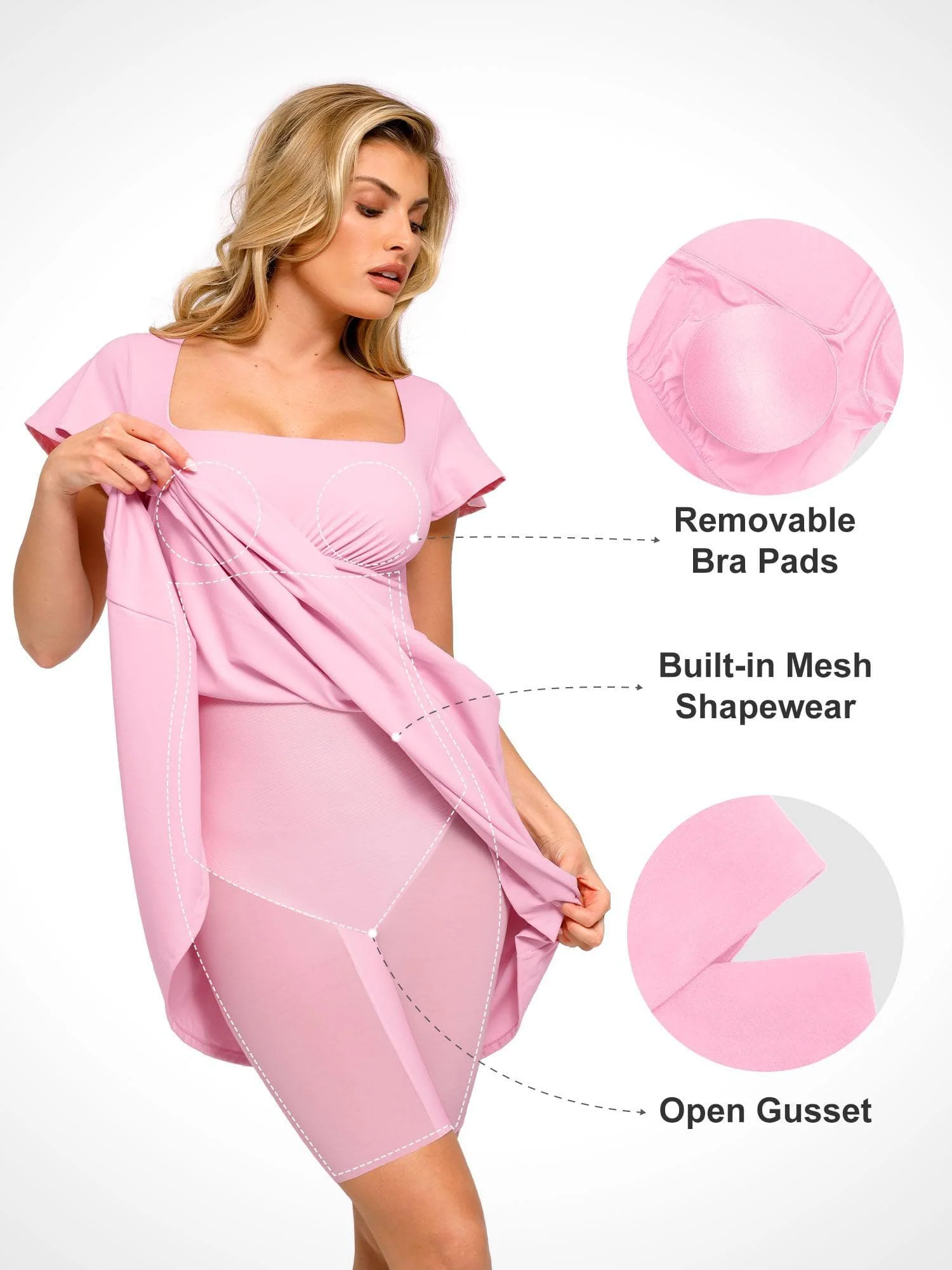 Shapewear Built-In Tummy Control A-Line Midi Dresses - Image 2