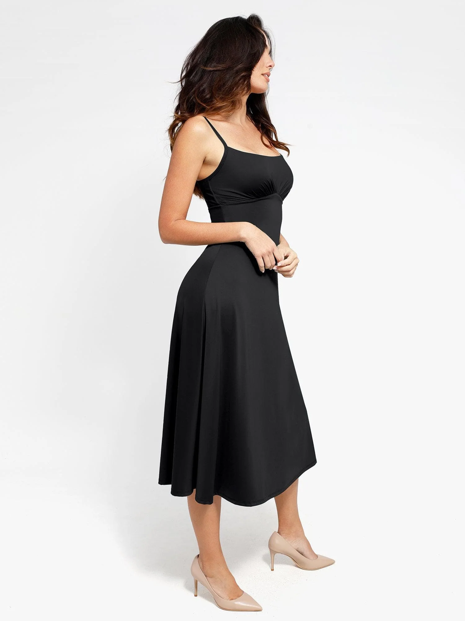 Shapewear Built-In Tummy Control A-Line Midi Dresses - Image 28