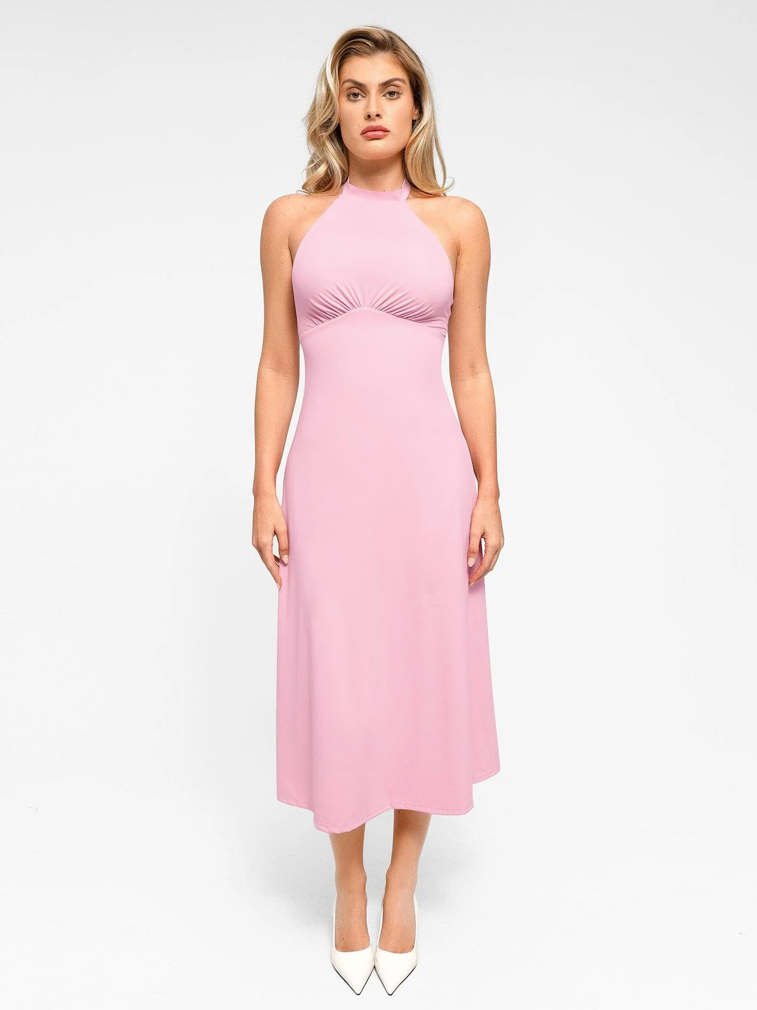 Shapewear Built-In Tummy Control A-Line Midi Dresses - Image 30