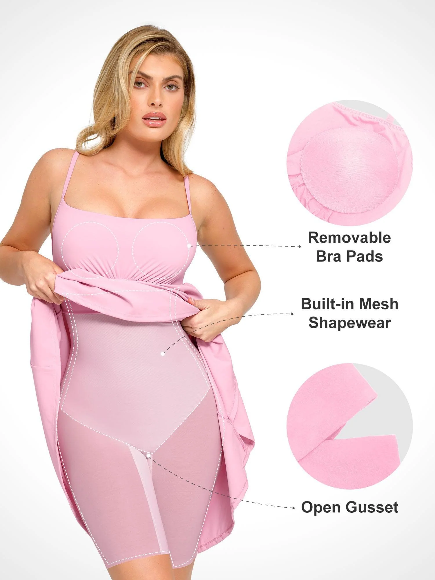 Shapewear Built-In Sculpting A-Line Midi Slip Dress - Image 2