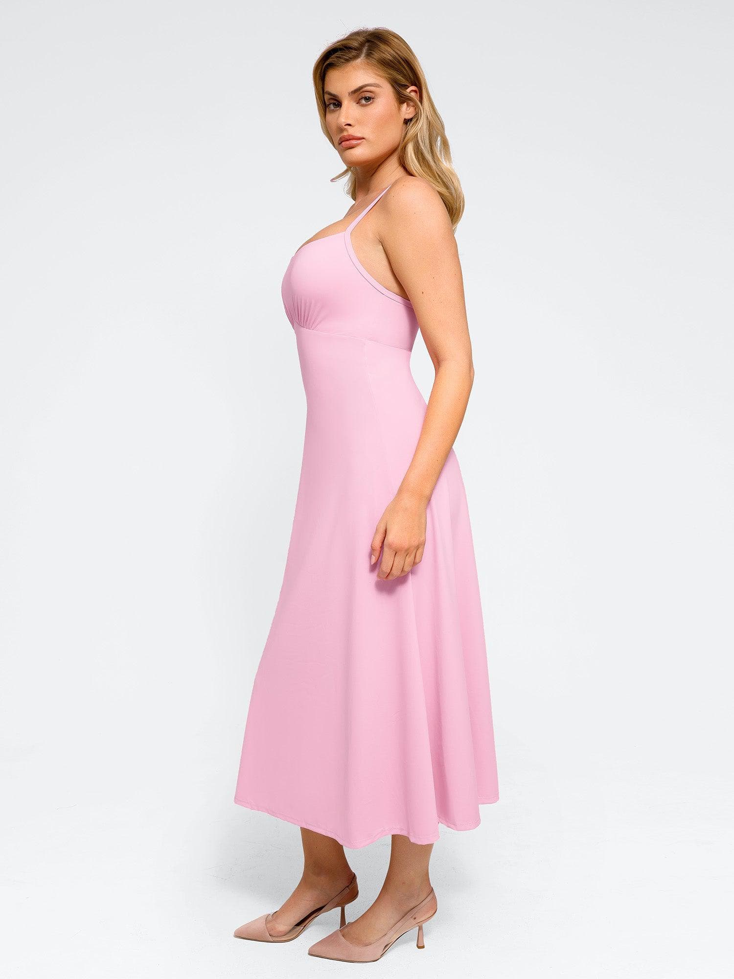 Shapewear Built-In Sculpting A-Line Midi Slip Dress - Image 3