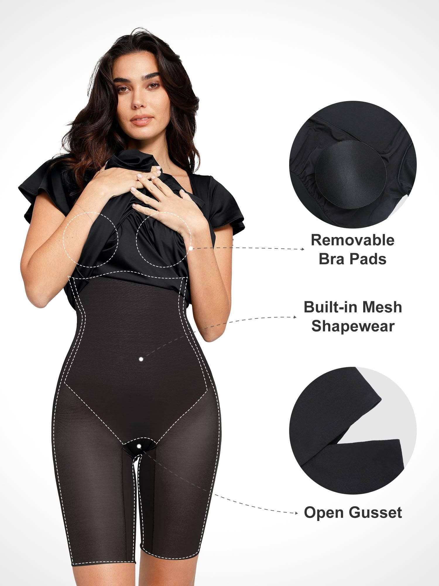 Shapewear Flutter Sleeve Sculpting A-Line Midi Dress - Image 10