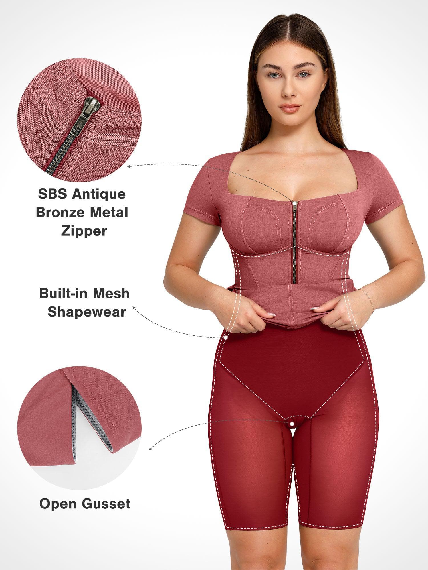 Shapewear Denim Square Neck Tummy Control Midi Dress - Image 2