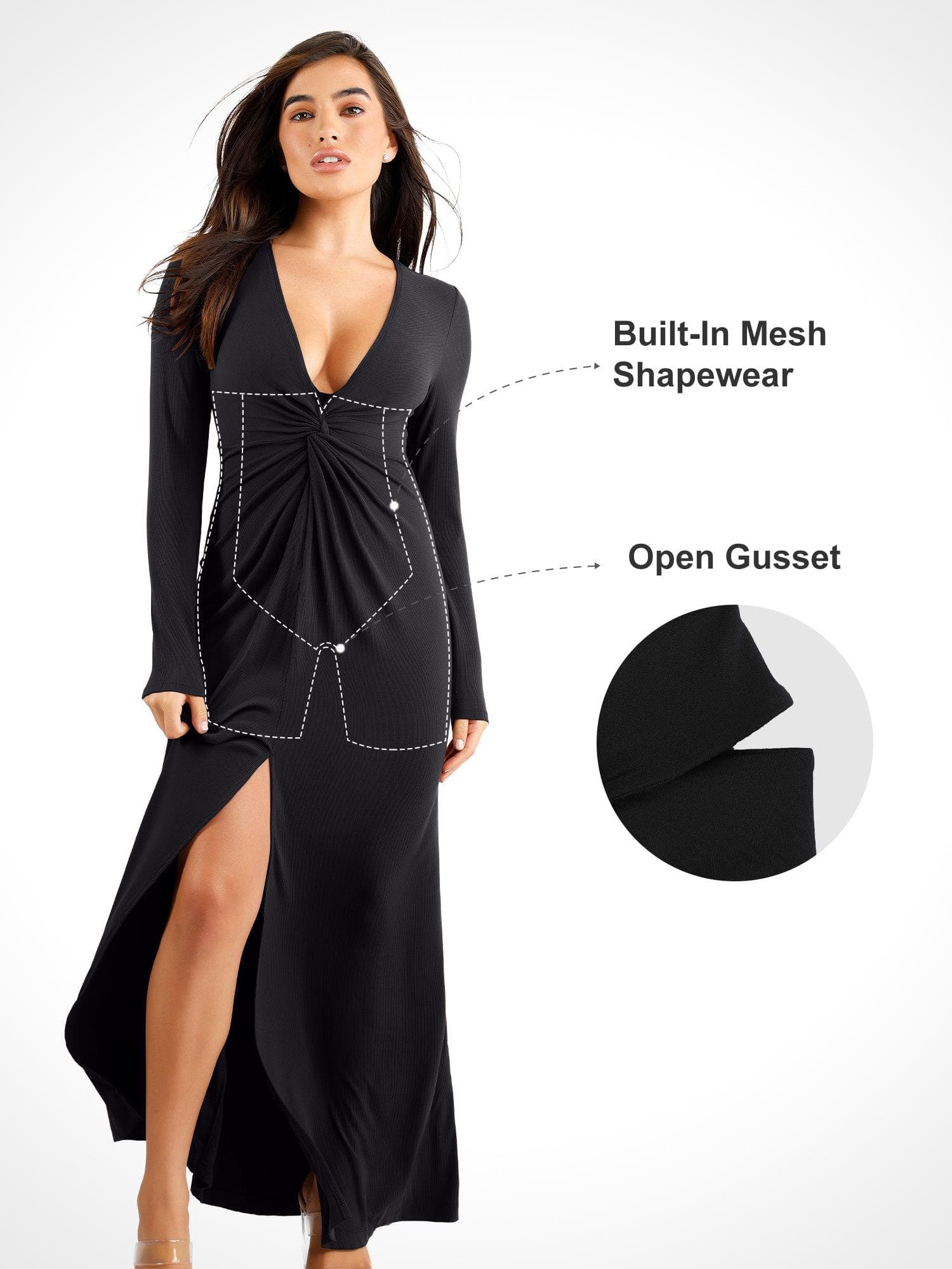 The Shapewear Dresses Long Sleeve Split - Image 29