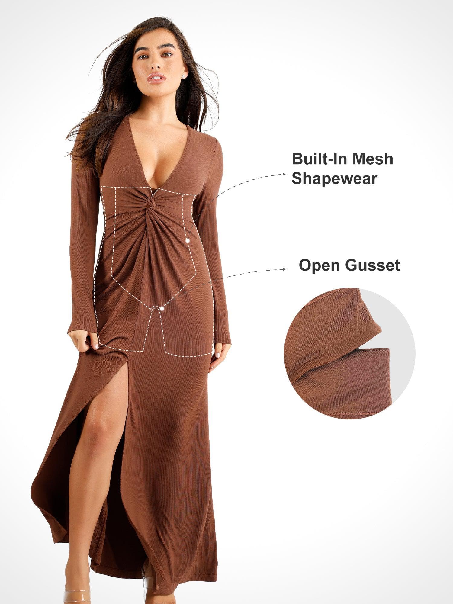 The Shapewear Dresses Long Sleeve Split - Image 35