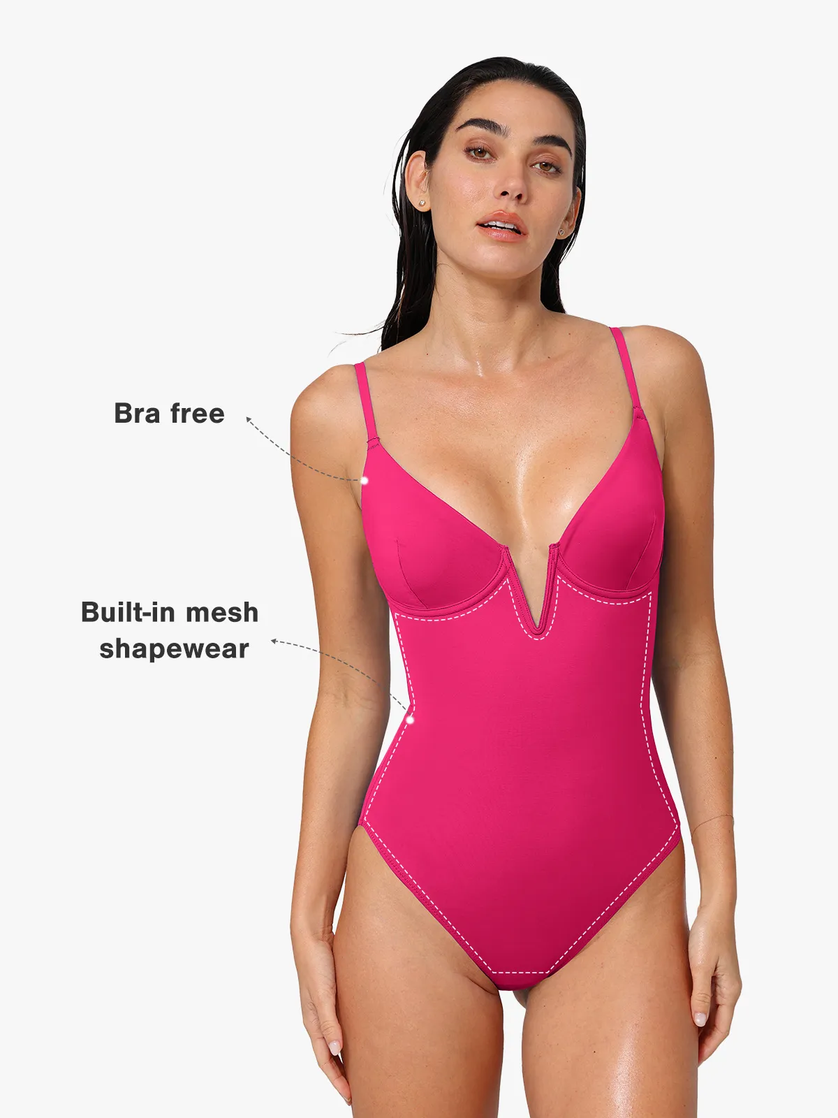 Shapewear Plunging V Slimming One-Piece Swimsuit - Image 11