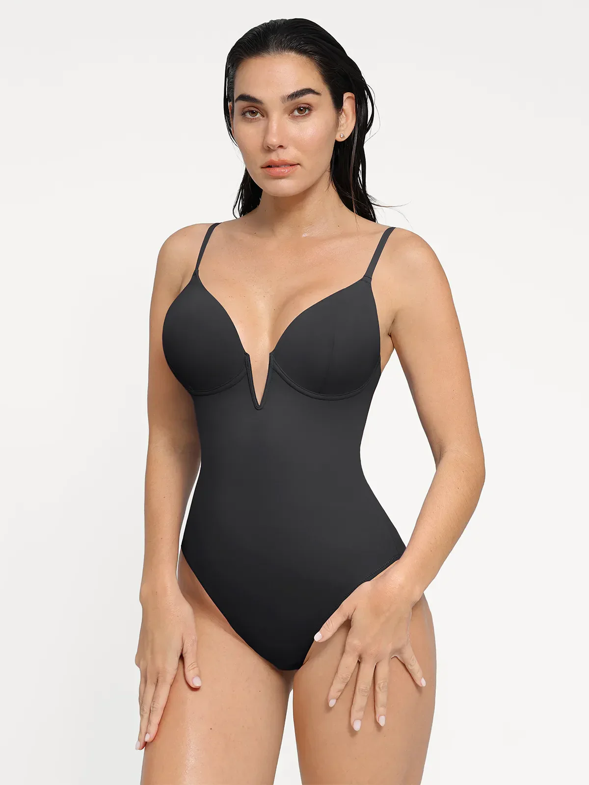 Shapewear Plunging V Slimming One-Piece Swimsuit - Image 3