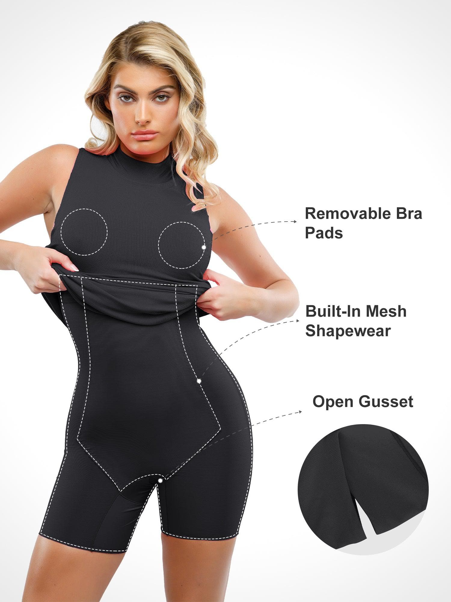 Shapewear Modal Sleeveless Mock Neck Slimming Midi Dress - Image 14