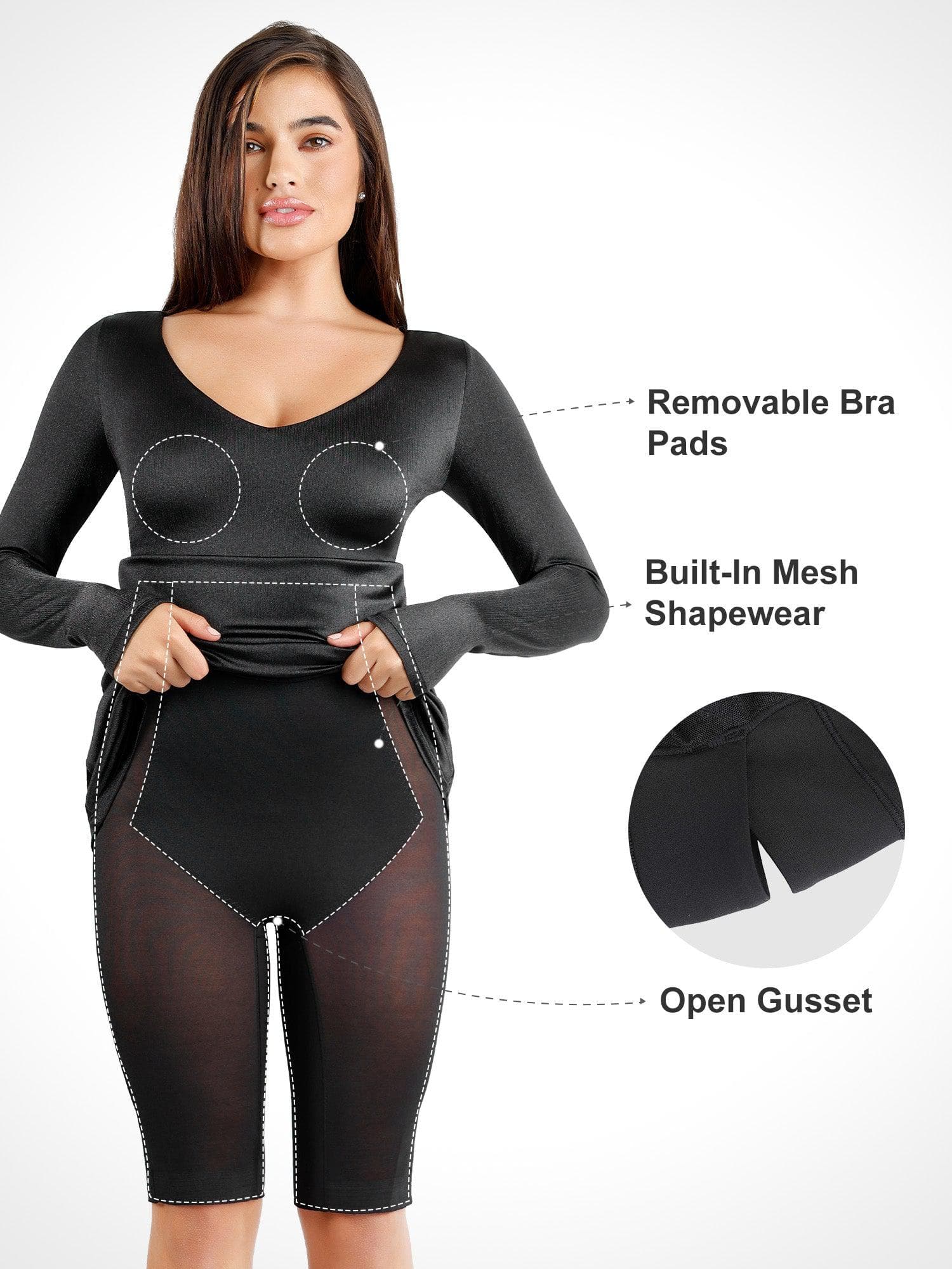 Shapewear Solid Shine Slimming Maxi Dresses or Bodysuit - Image 59