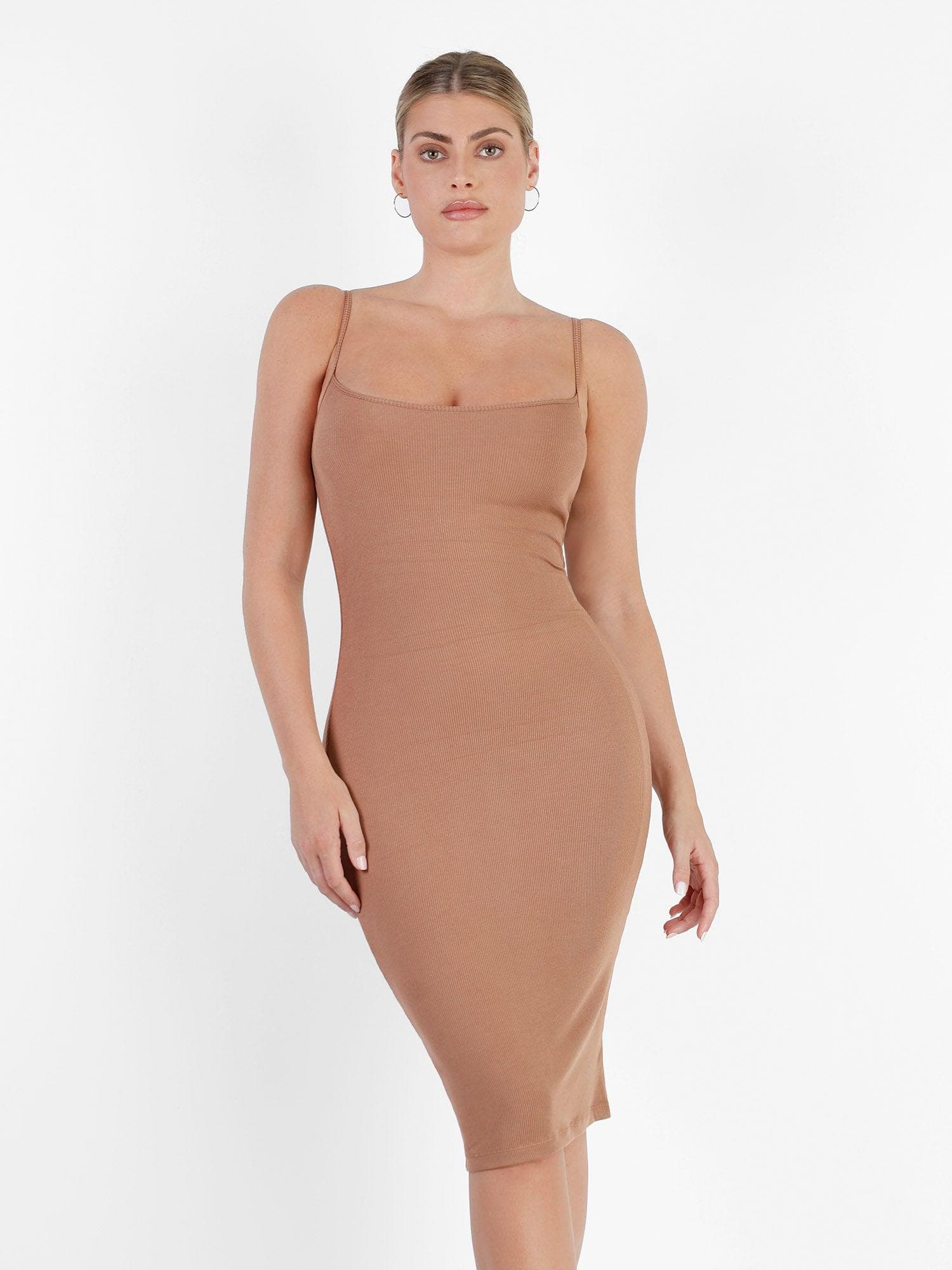 Shapewear Solid Modal Slimming Midi Slip Dress - Image 25