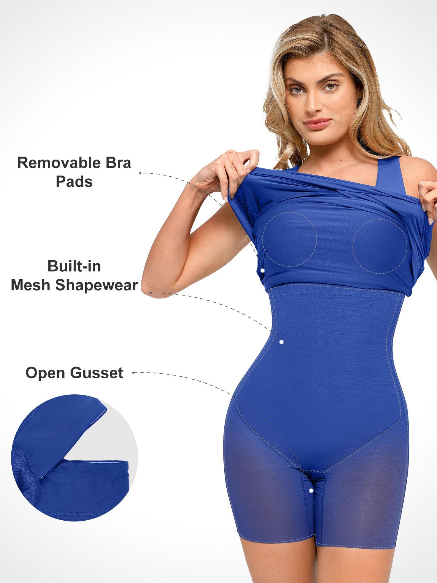 Shapewear Square Neck Sleeveless Ruched Bodycon Mini Dress - Image 2
