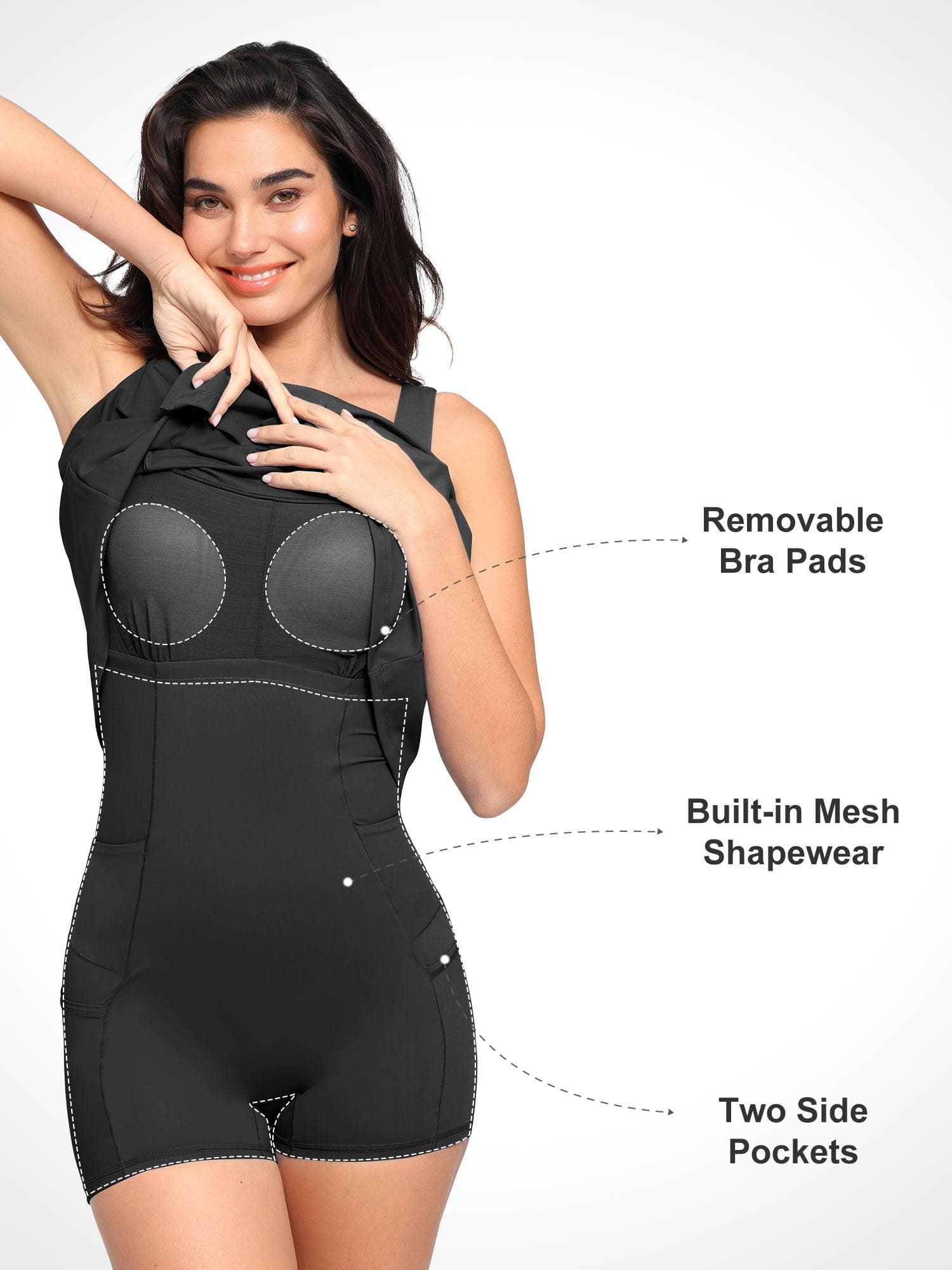 Shapewear Pet Hair Resistant Square Neck Workout Dress - Image 9