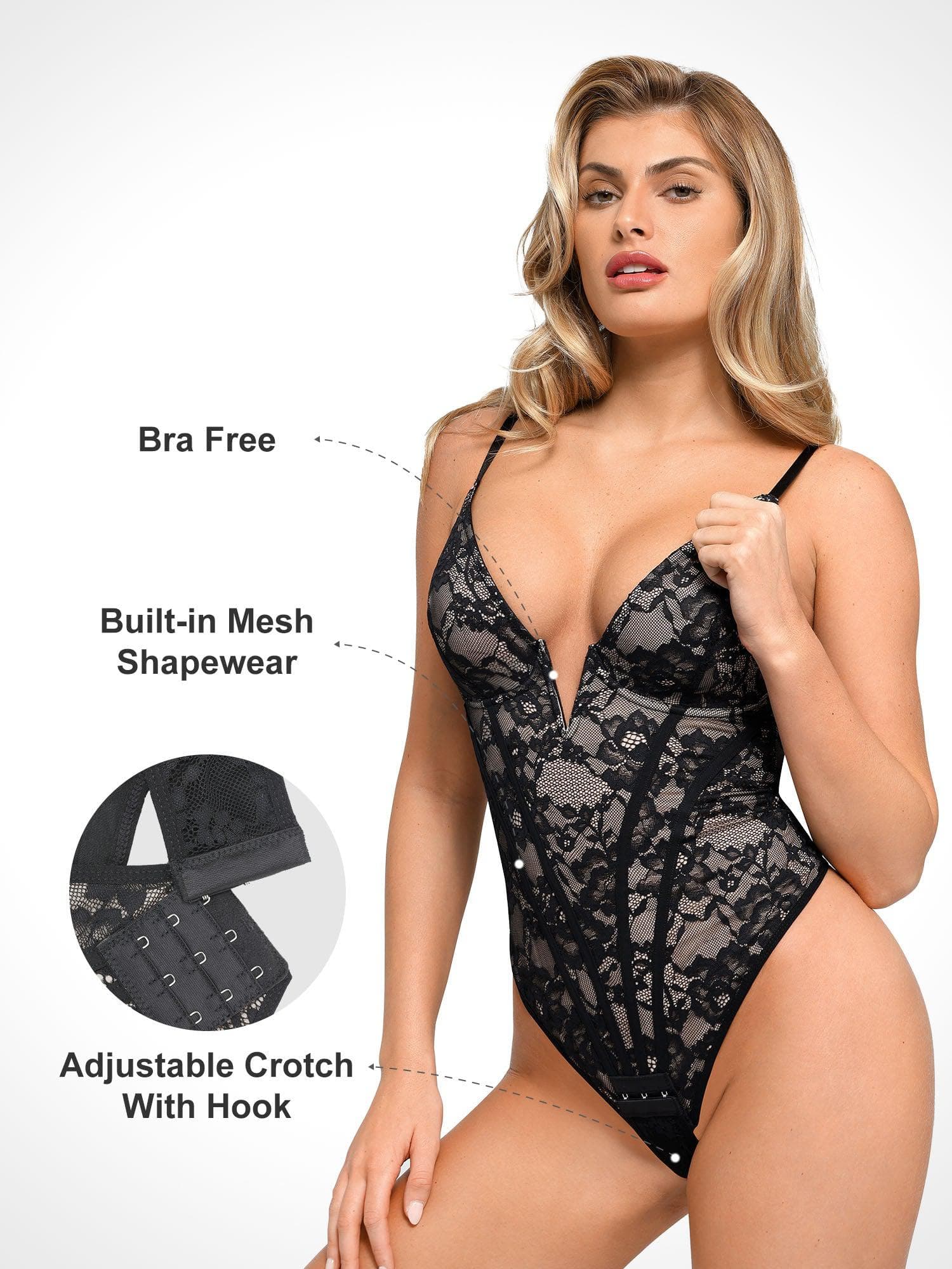 Built-In Shapewear Thong Bodysuits Or Split Midi Skirt - Image 2