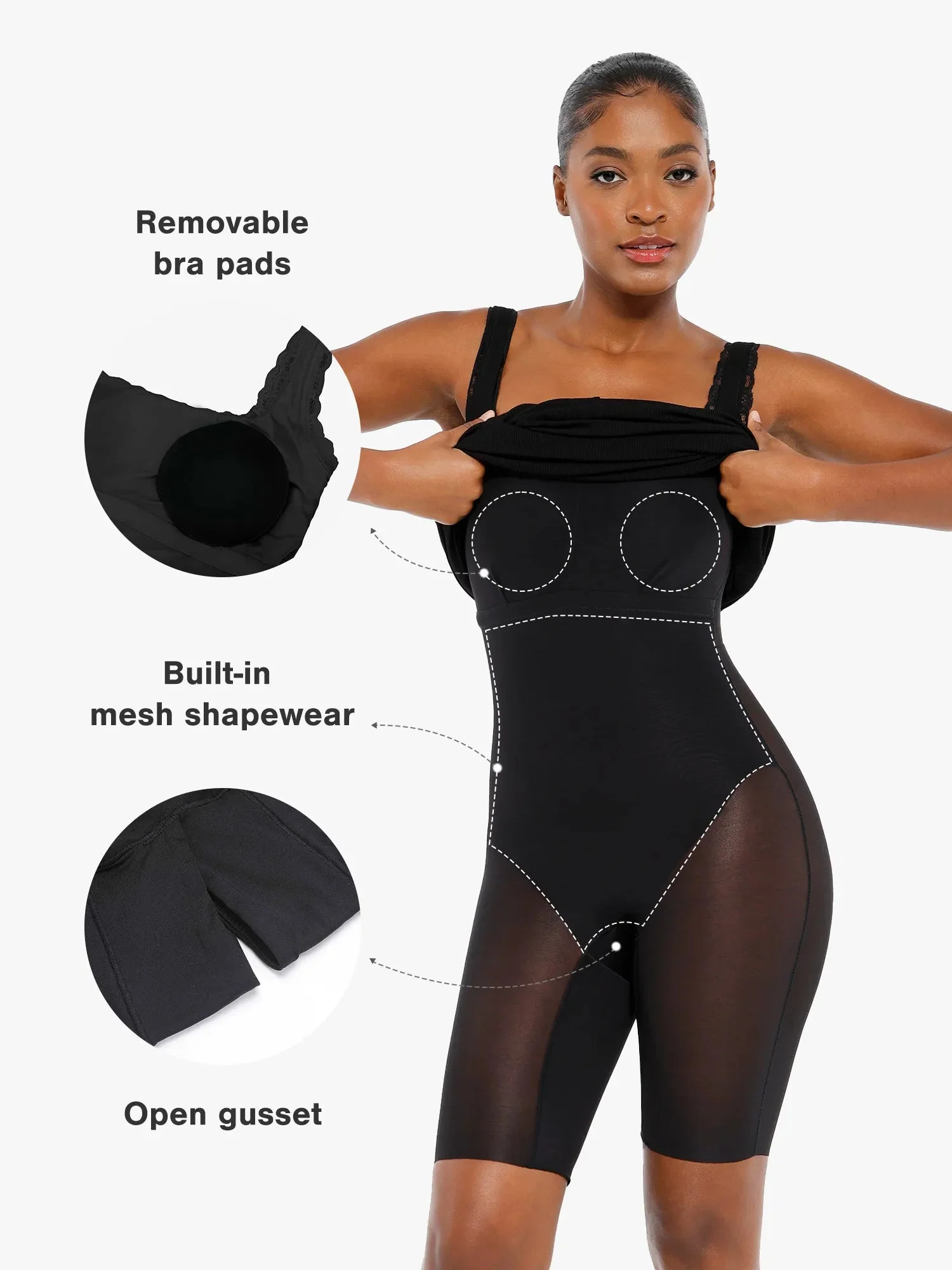 Shapewear Modal Slimming Lace Trim Henley Tank Maxi Dress - Image 2