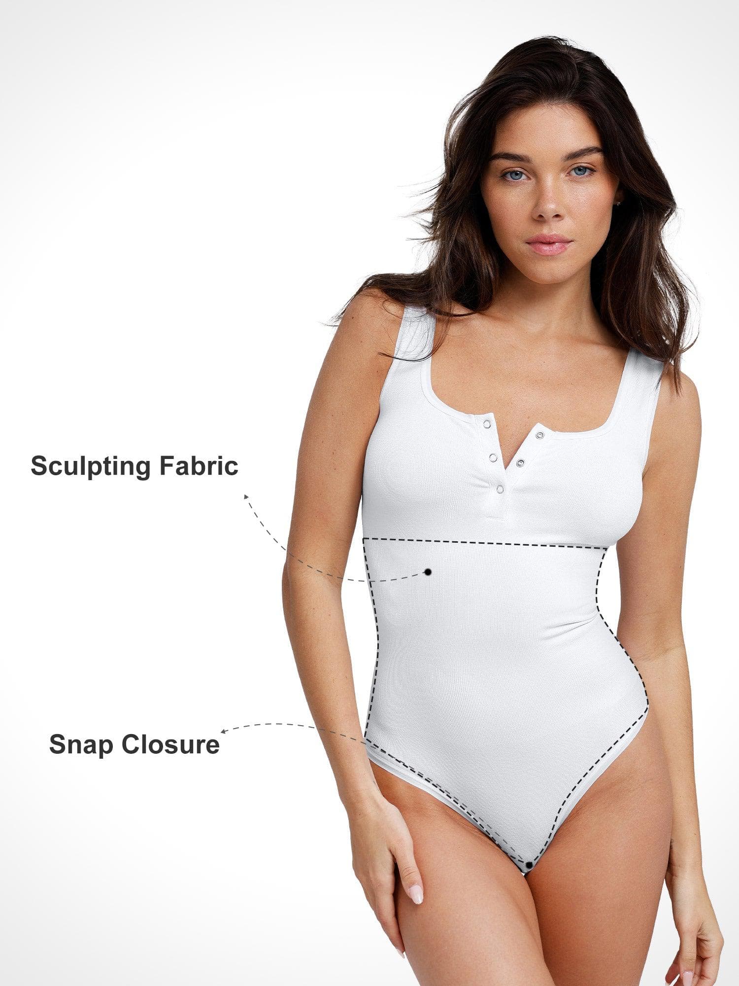 Shapewear Seamless Modal Henley Tank Bodysuit - Image 4