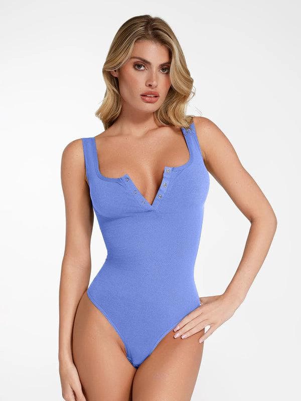 Day To Night Set Square Neck Tank Bodysuit Built-in Shapewear Pants - Image 28