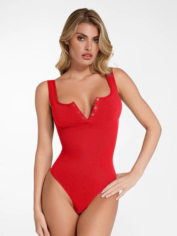 Day To Night Set Square Neck Tank Bodysuit Built-in Shapewear Pants - Image 31