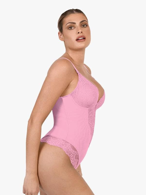 Shapewear Lace Deep V-Neck Sculpting Thong Bodysuit - Image 18