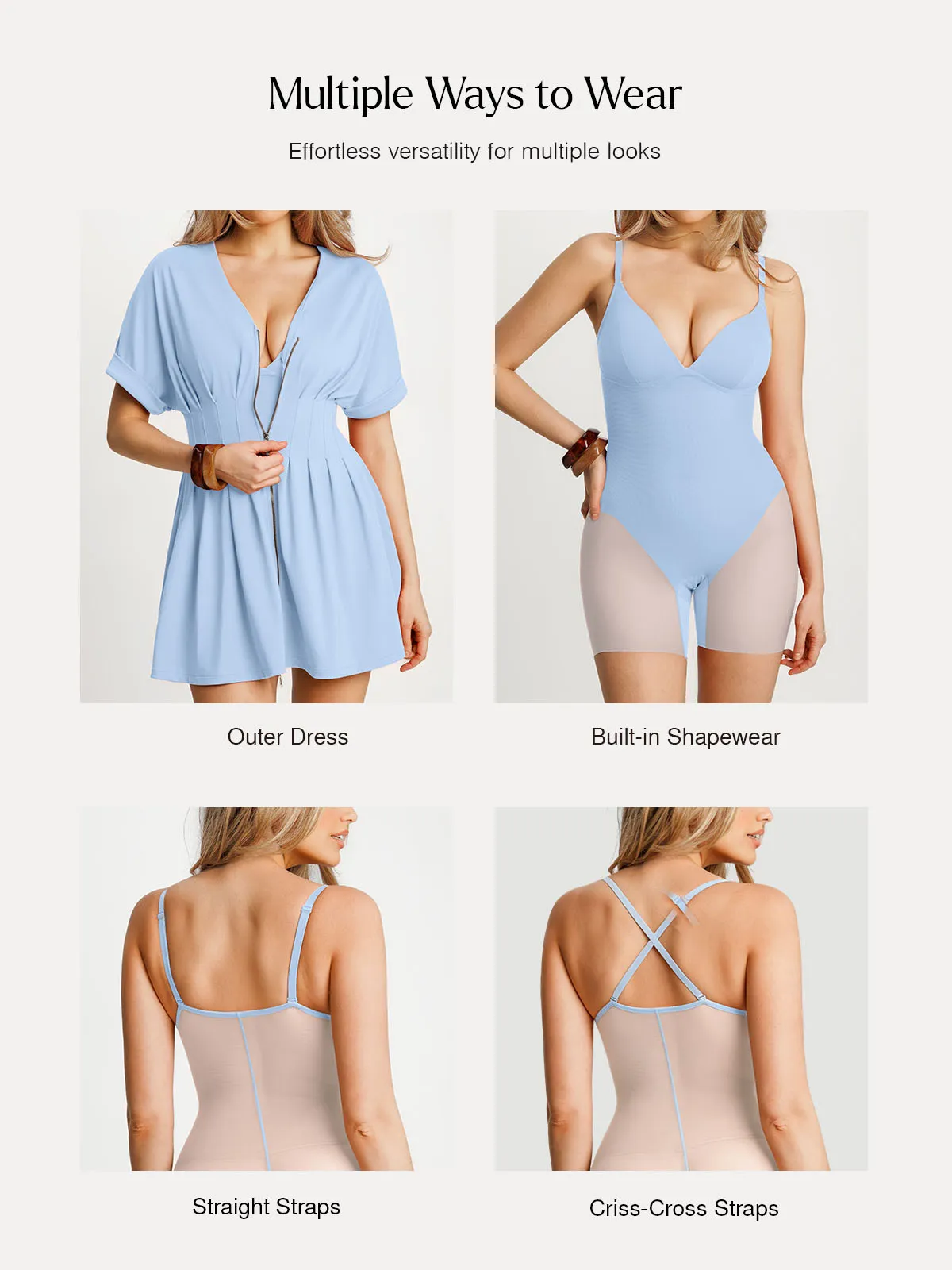 Deep V Zip Front Two-Piece Sculpting Mini Dress - Image 19