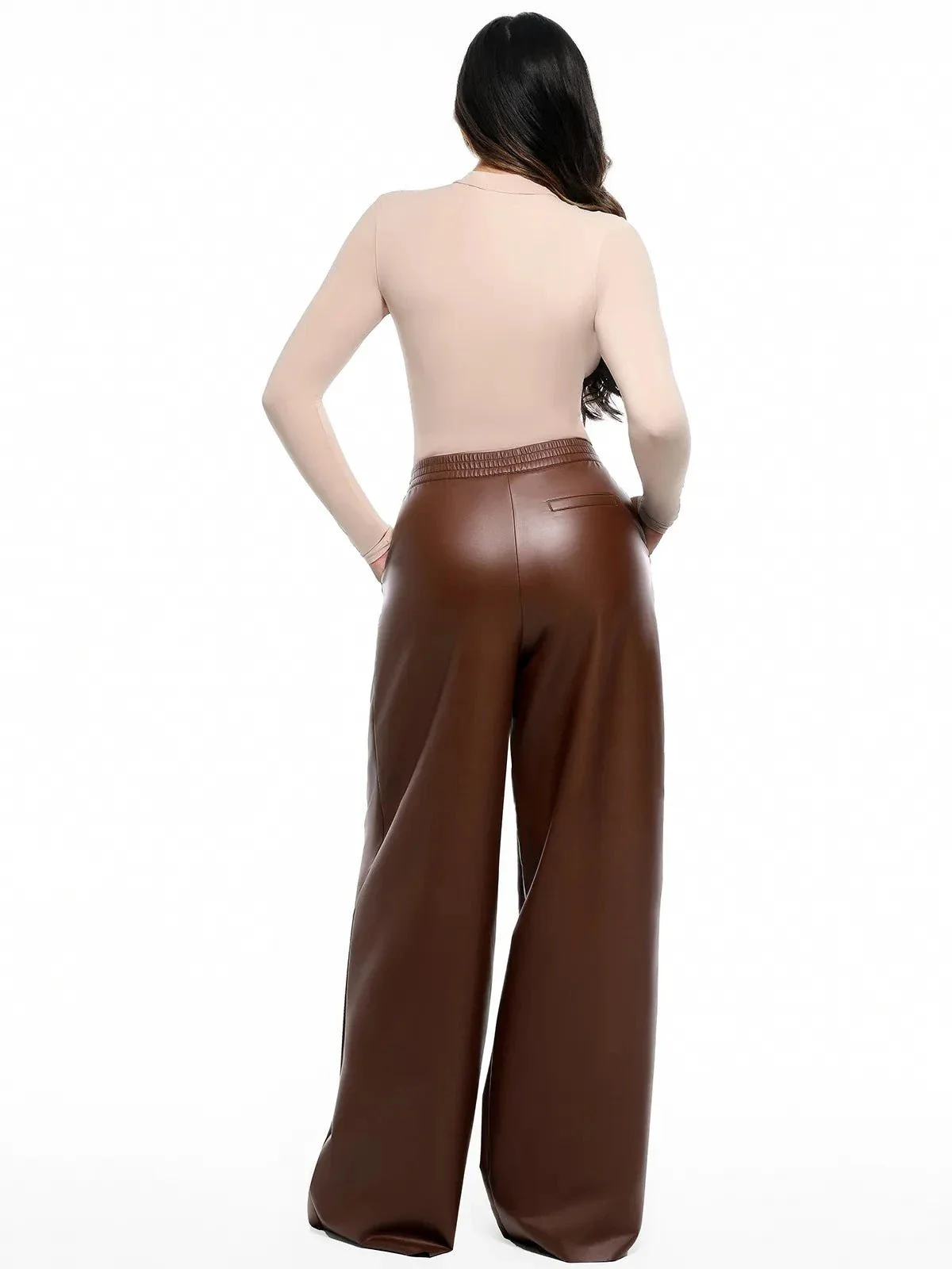 Faux Leather High Waisted Wide Leg Pants - Image 18