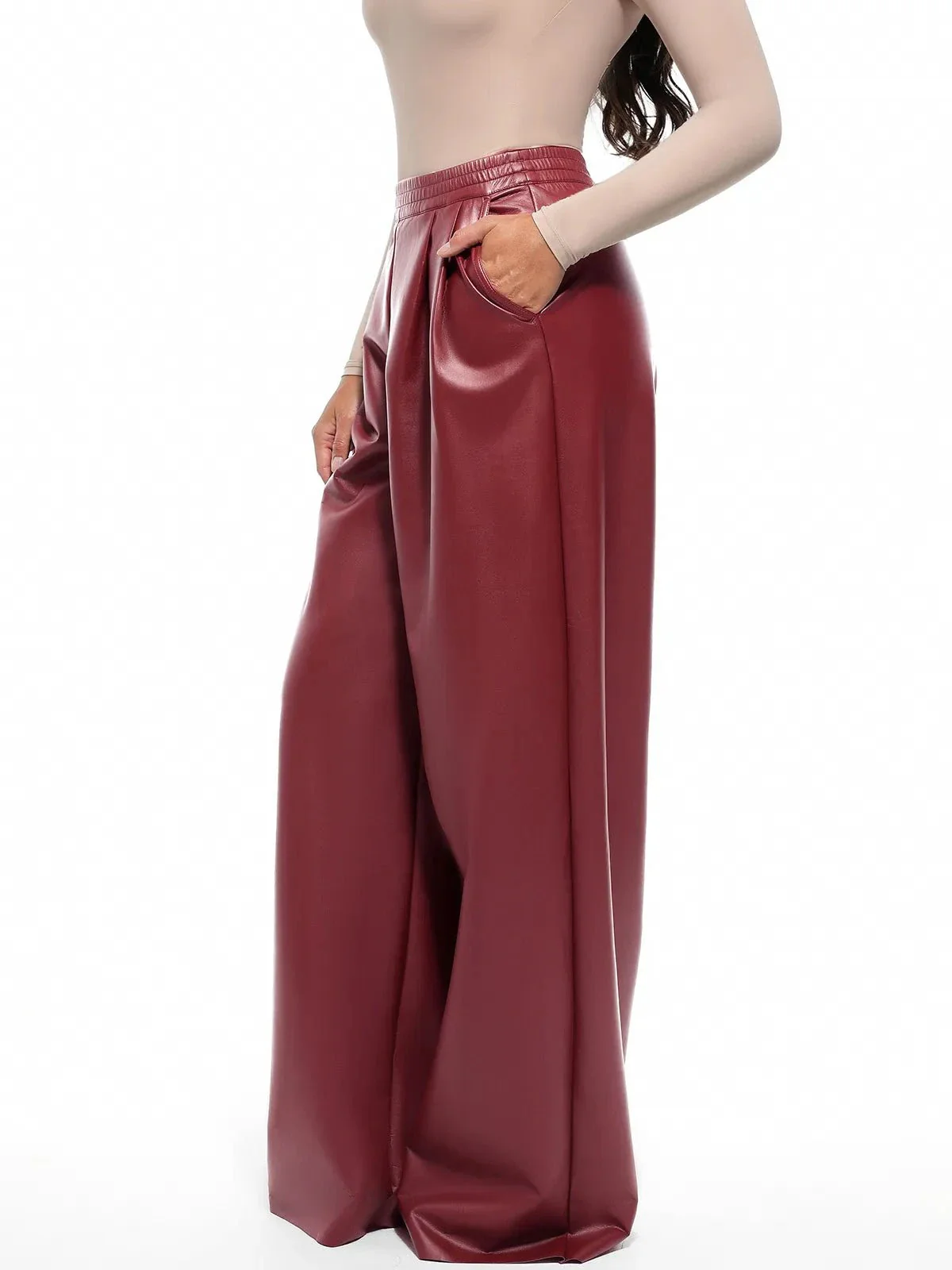 Faux Leather High Waisted Wide Leg Pants - Image 23