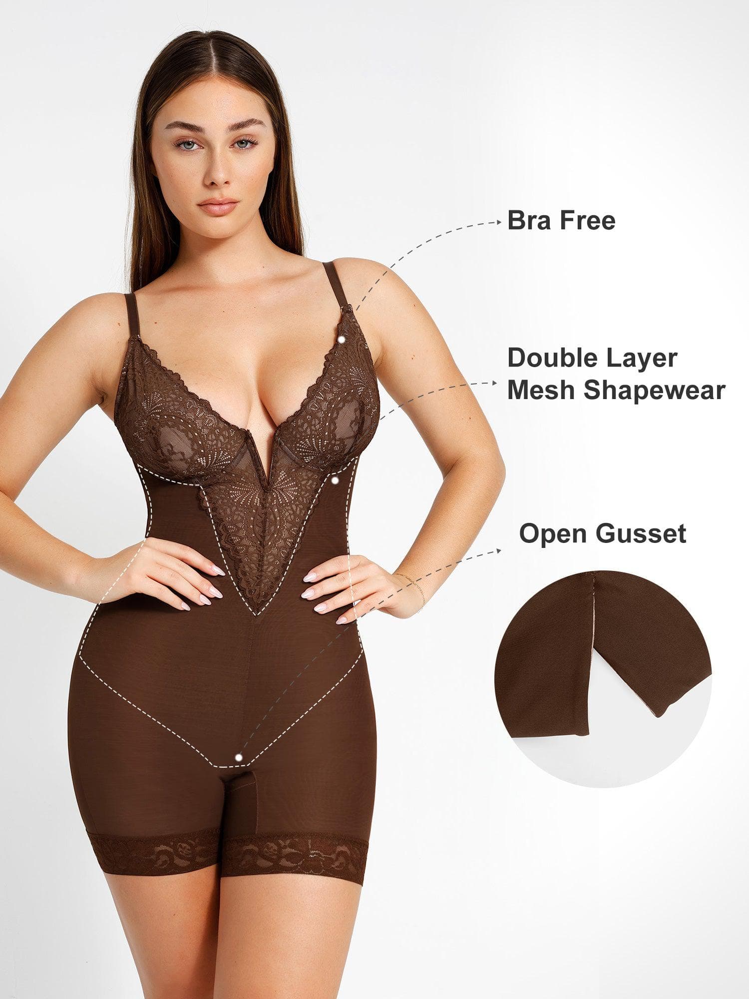 Shapewear Lace Deep-V Neck Bodysuits or Faux Leather Skirts - Image 20