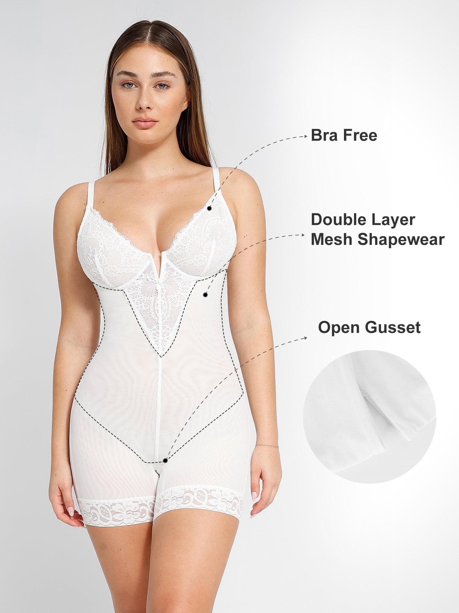Shapewear Lace Deep-V Neck Bodysuits or Faux Leather Skirts - Image 23