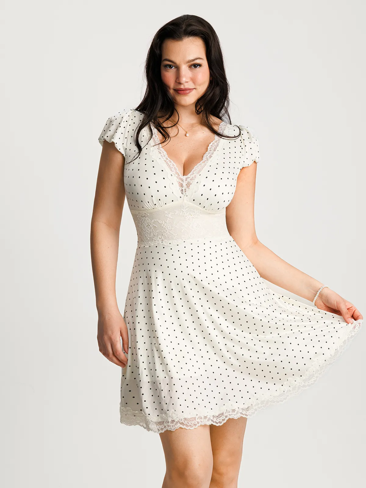 Lace Trim Sculpting Fit & Flare Mini Dress - Image 13
