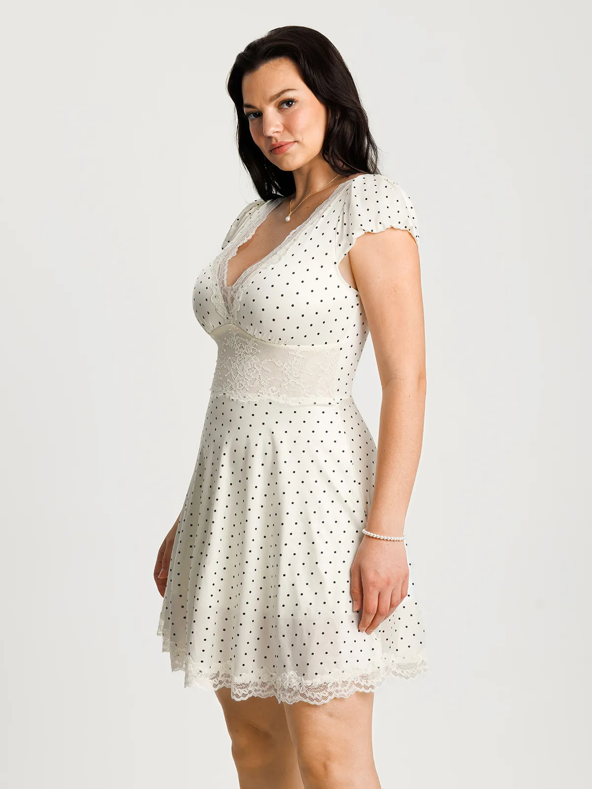 Lace Trim Sculpting Fit & Flare Mini Dress - Image 17