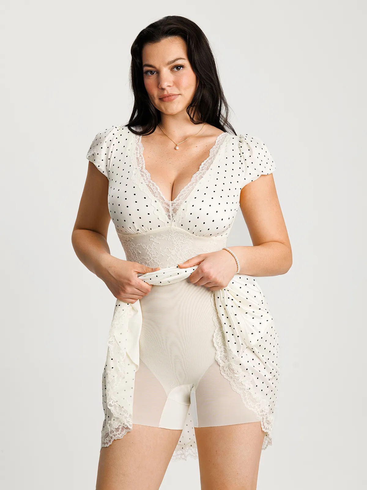 Lace Trim Sculpting Fit & Flare Mini Dress - Image 22