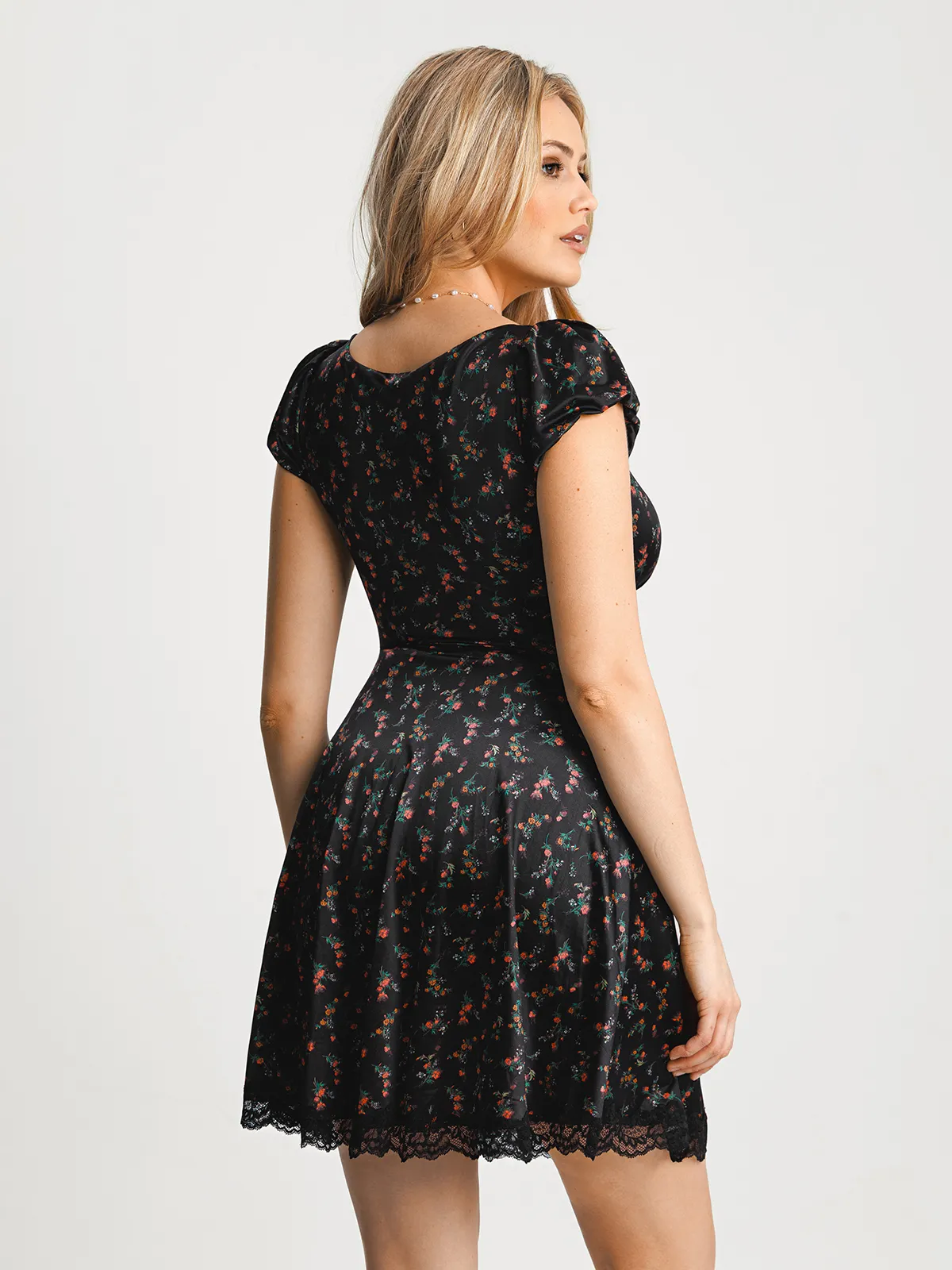 Lace Trim Sculpting Fit & Flare Mini Dress - Image 7