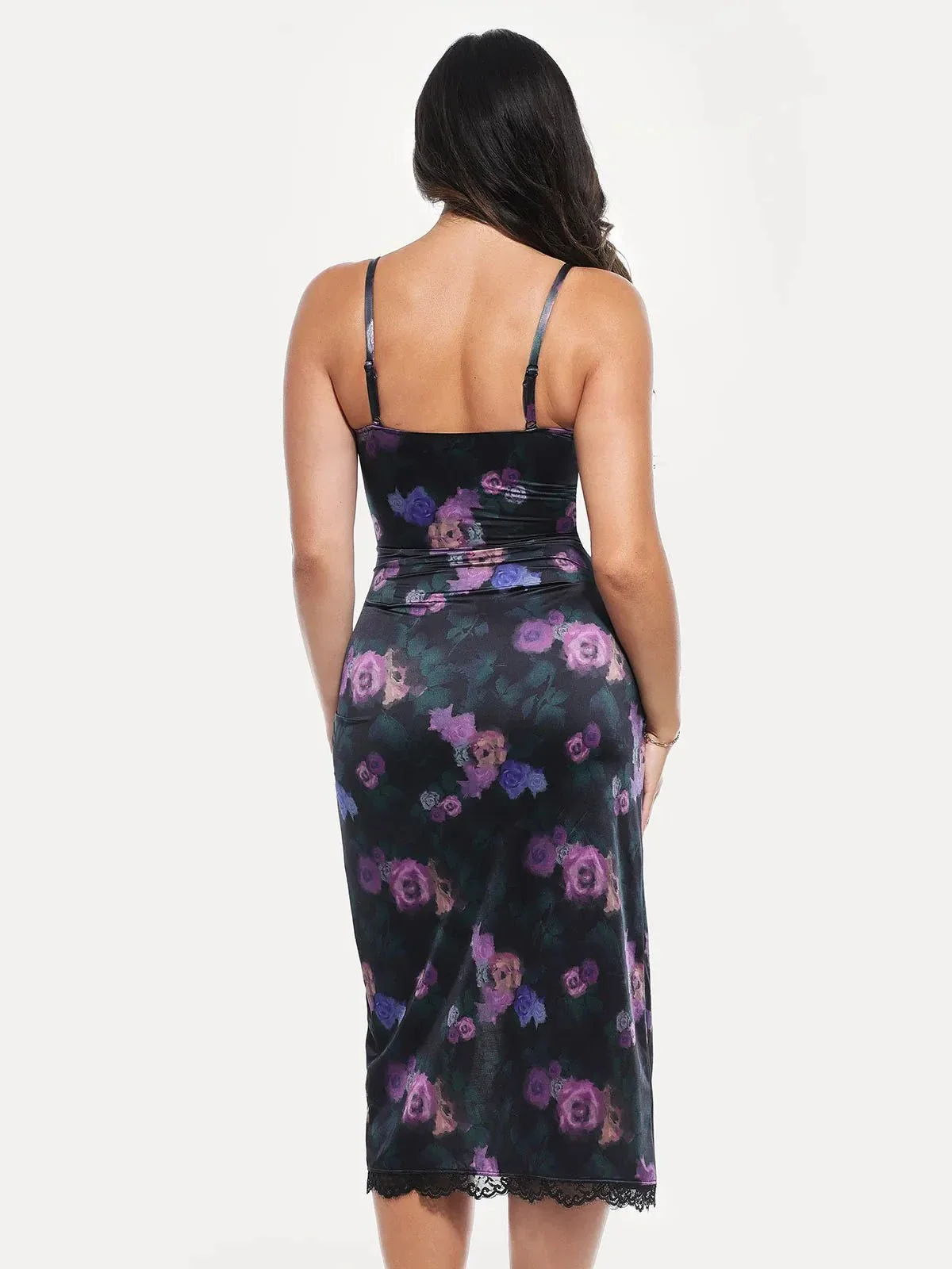 Lace Trim Sculpting Floral-Print Midi Dress - Image 6