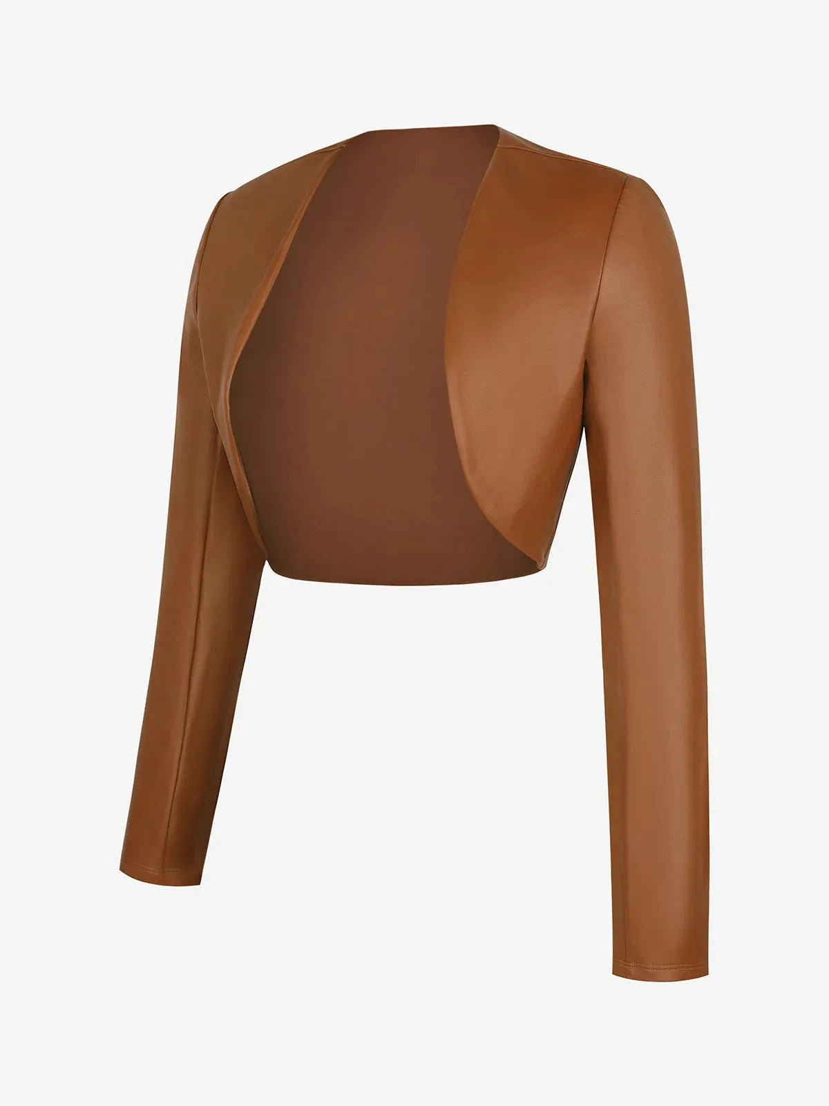 Long Sleeve Faux Leather Bolero Jacket - Image 14