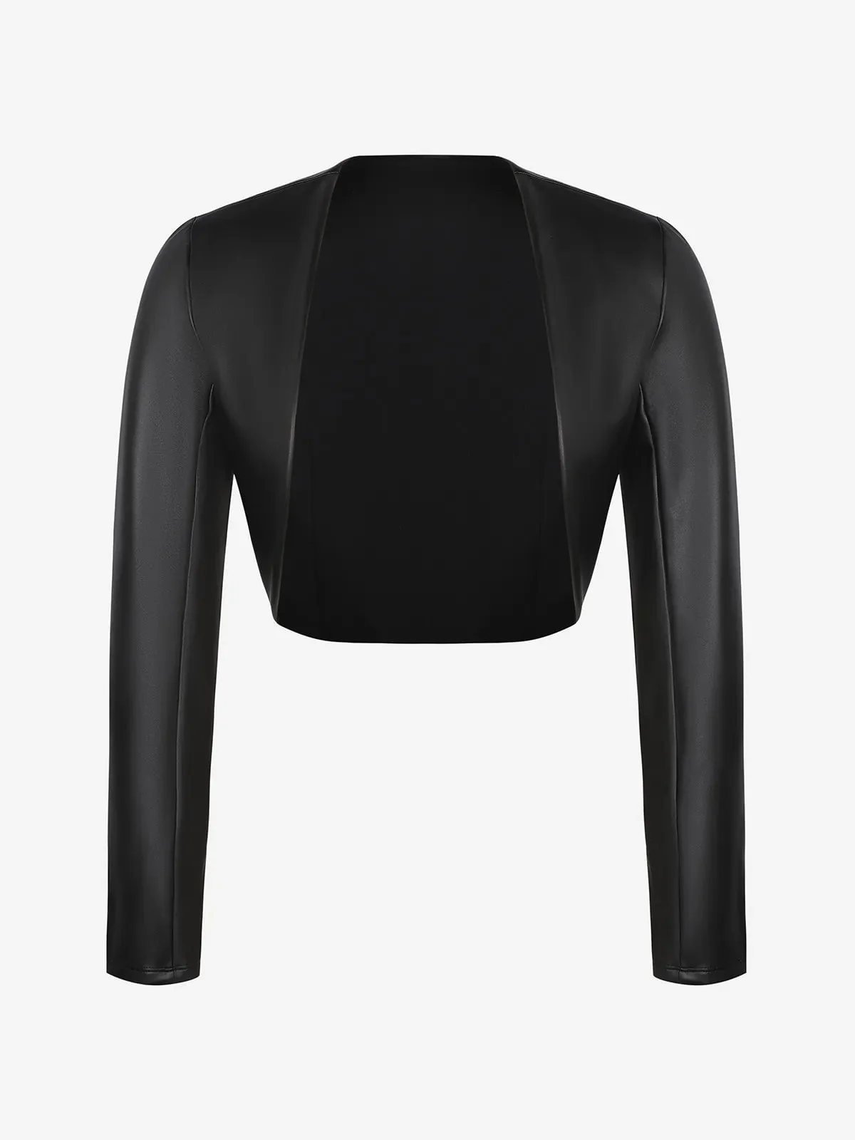 Long Sleeve Faux Leather Bolero Jacket - Image 5