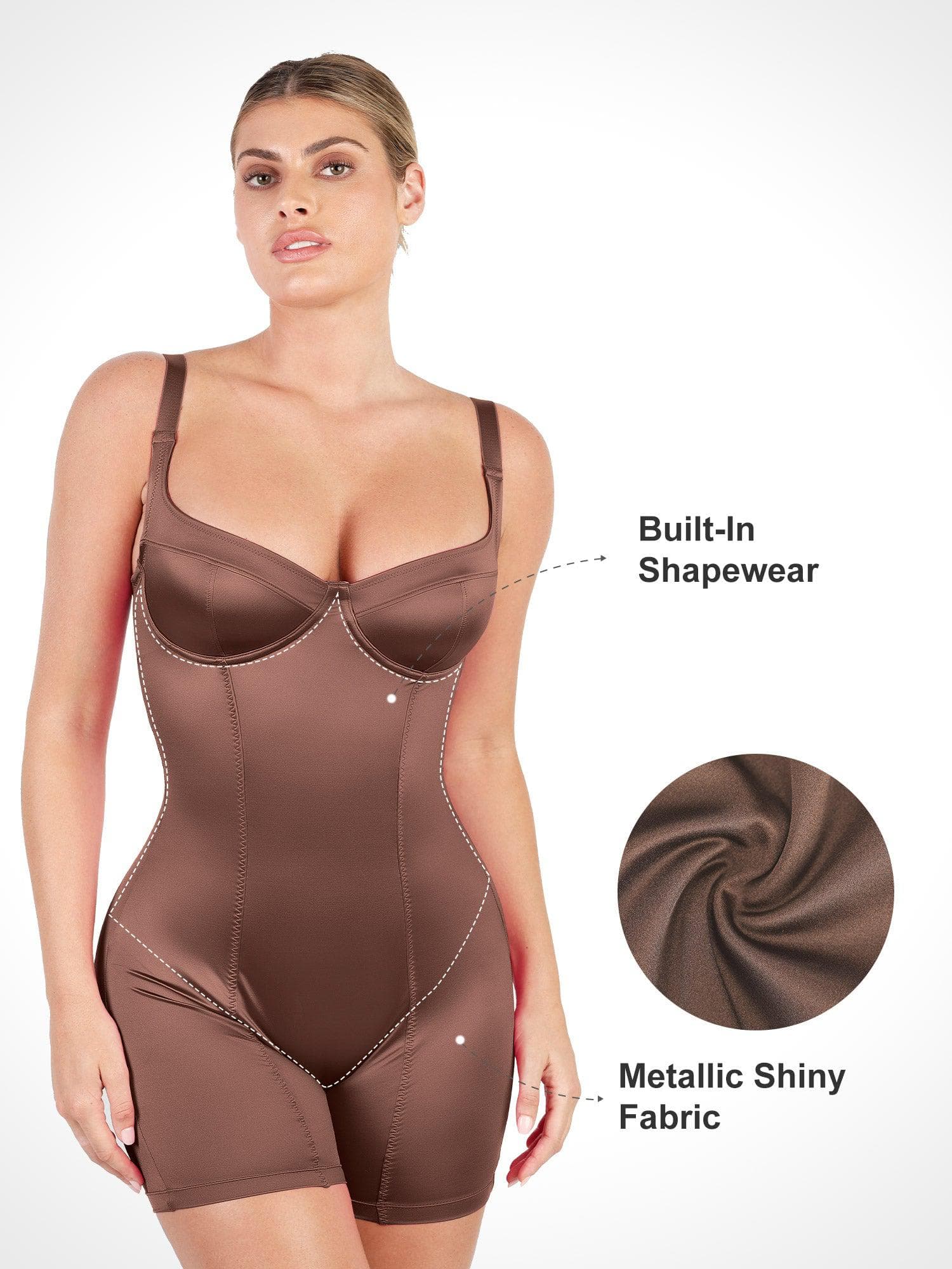 Metallic Shiny Shapewear Romper Or Dress Or Jumpsuit - Image 22