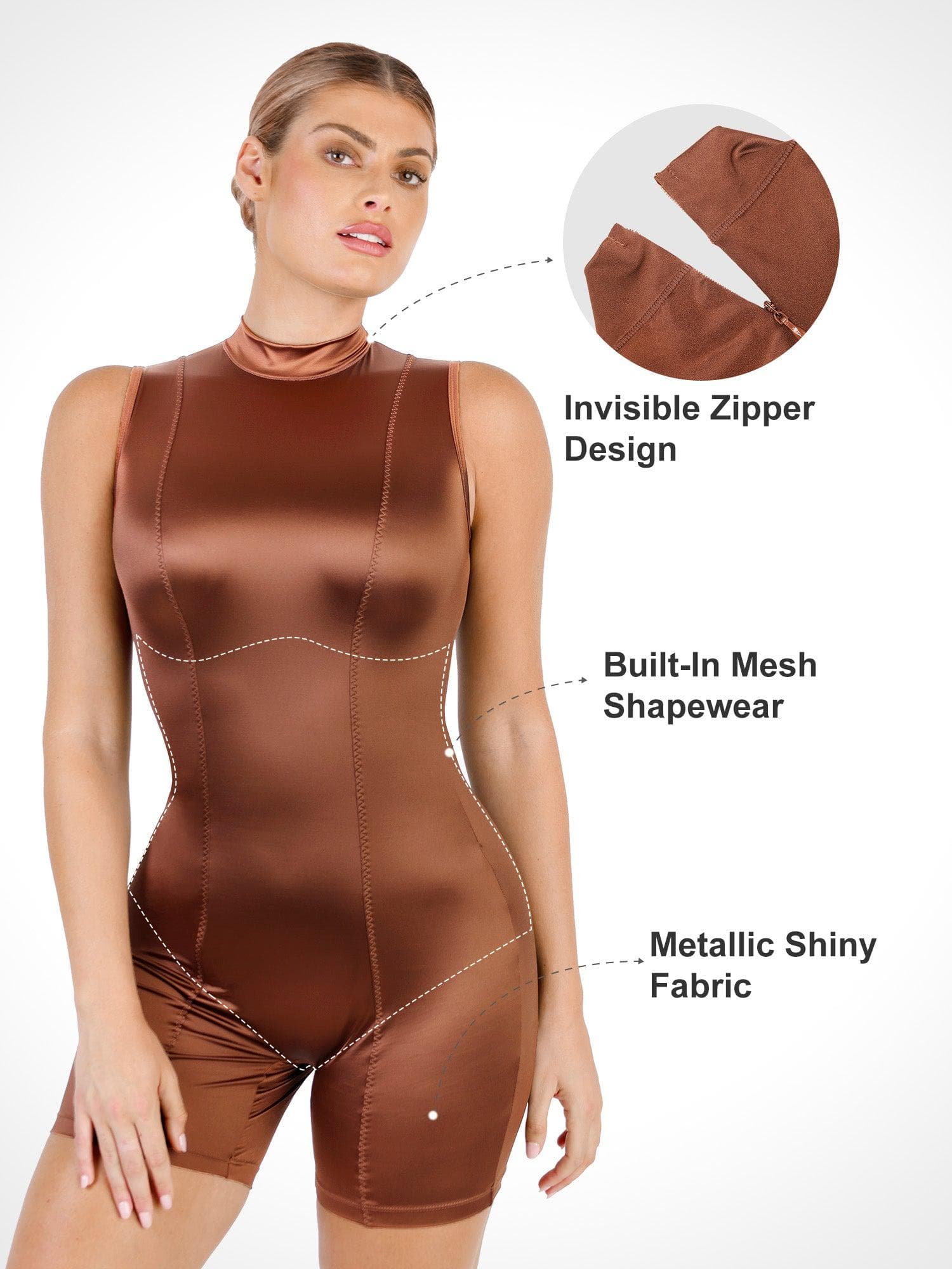 Metallic Shiny Shapewear Romper Or Jumpsuit - Image 14