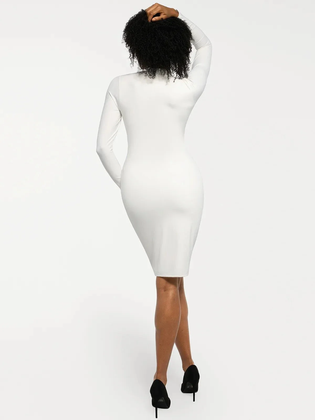 Redtag Thermal Shapewear Long Sleeve Mock Neck Midi Dress - Image 10