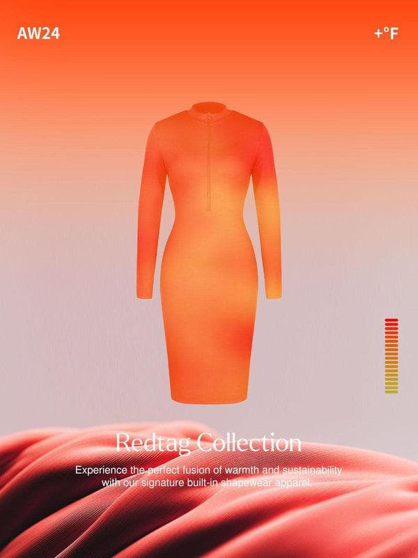 Redtag Thermal Shapewear Long Sleeve Mock Neck Midi Dress - Image 14