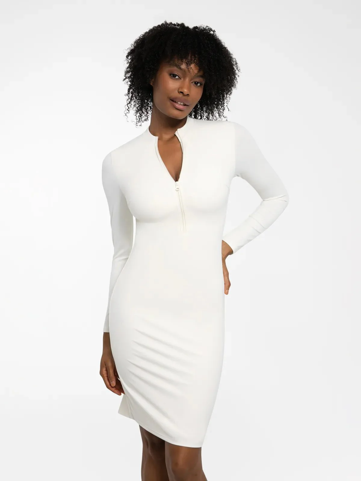 Redtag Thermal Shapewear Long Sleeve Mock Neck Midi Dress For Insiders - Image 16