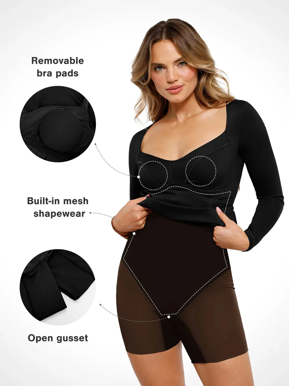Redtag Thermal Shapewear Long Sleeve Sweetheart Mini Dress For Insiders - Image 11