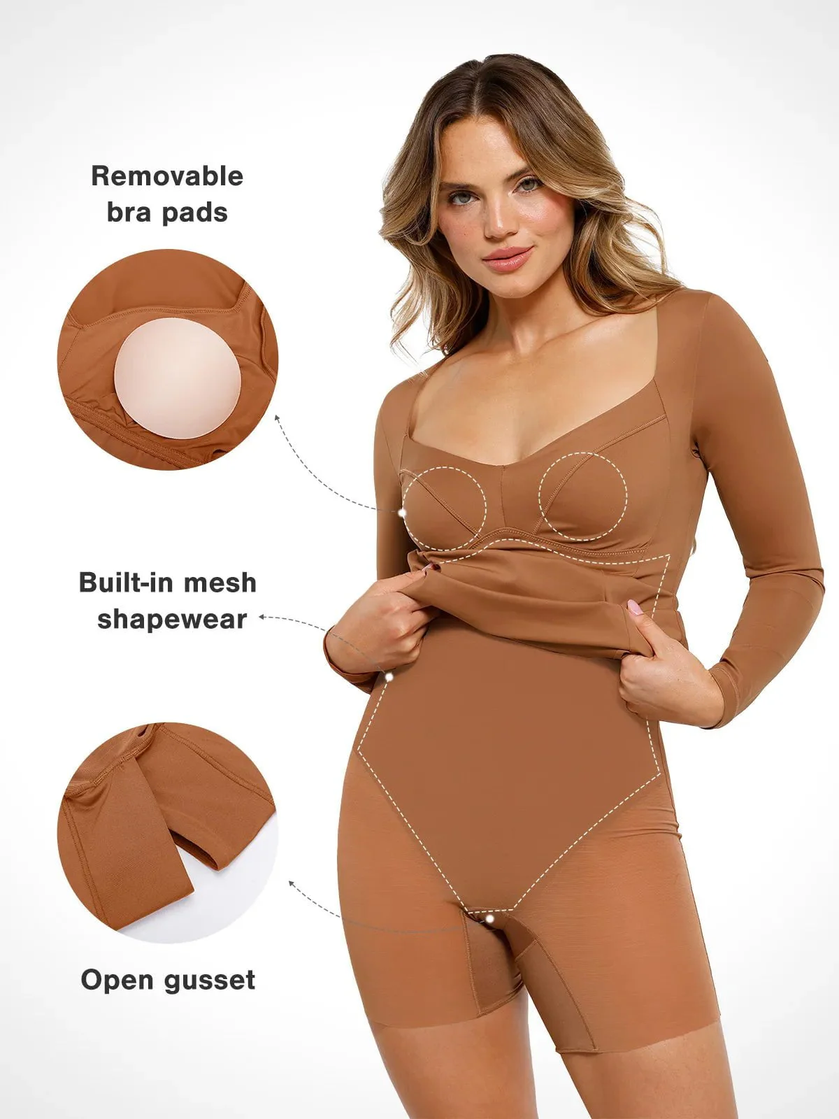 Redtag Thermal Shapewear Long Sleeve Sweetheart Mini Dress For Insiders - Image 17