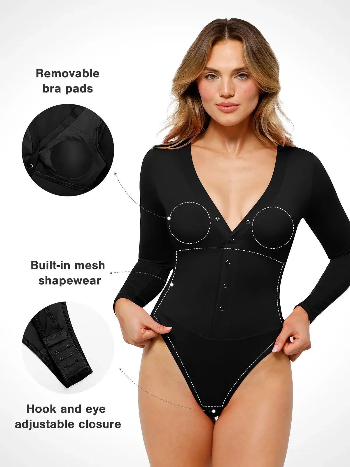 Redtag Thermal Shapewear Long Sleeve Tummy Control Bodysuit - Image 2