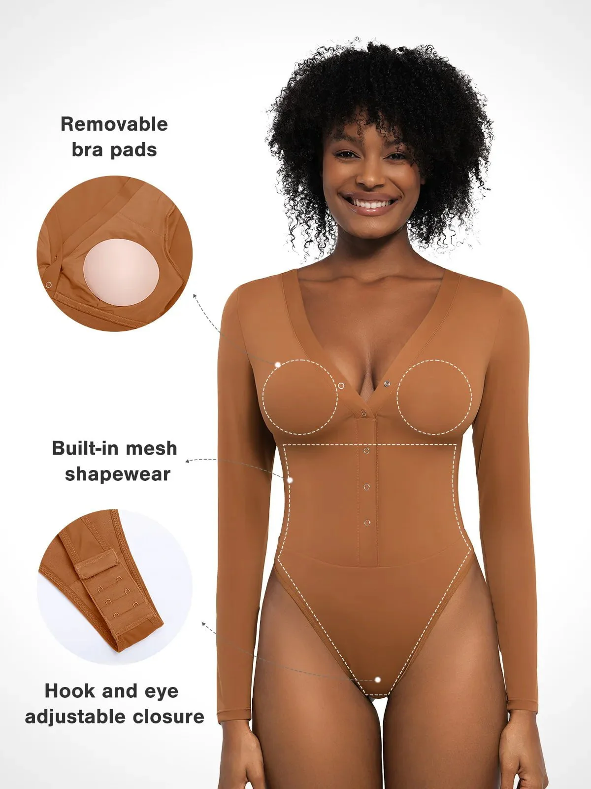 Redtag Thermal Shapewear Long Sleeve Tummy Control Bodysuit - Image 7