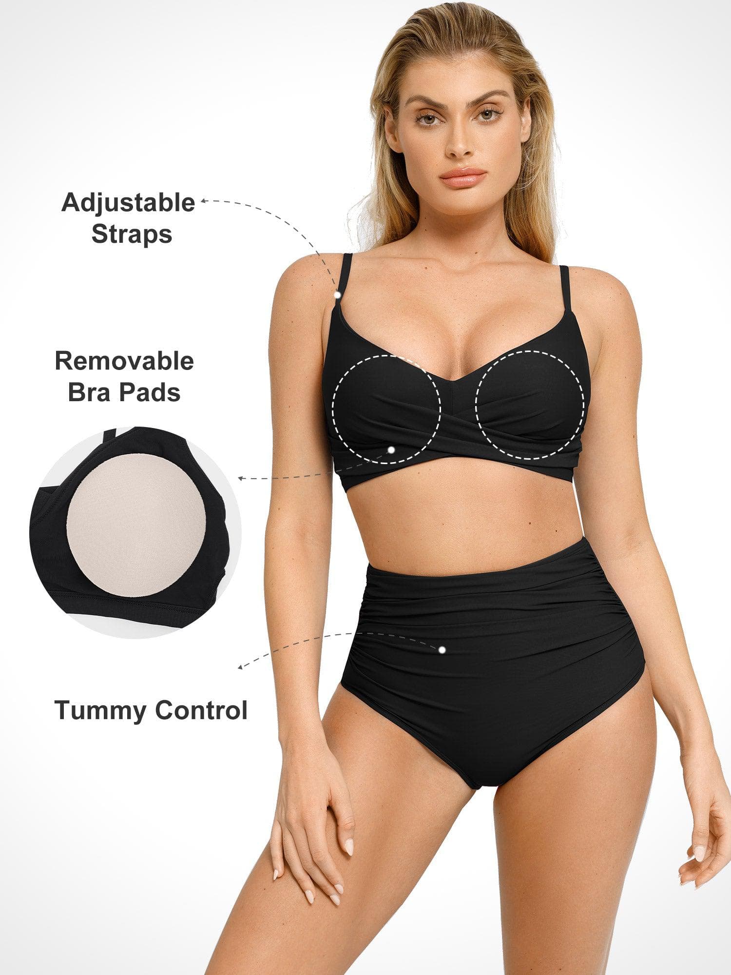 Shapewear Ruched Sculpting Bikini Top and Bottom Set - Image 4