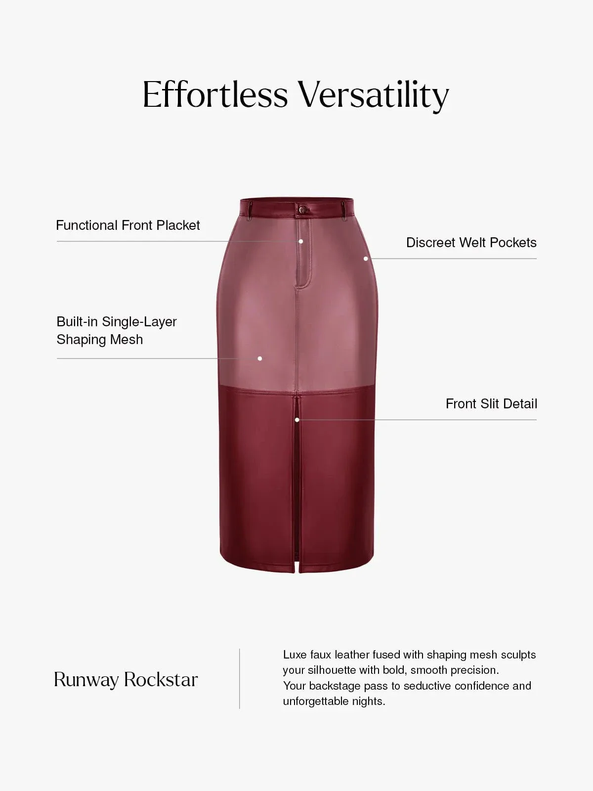 Sculpted Faux Leather Contour Skirt - Image 4
