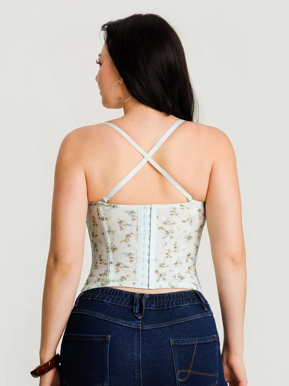 Sculpting Lace Floral Boned Convertible Strap Corset Top - Image 19