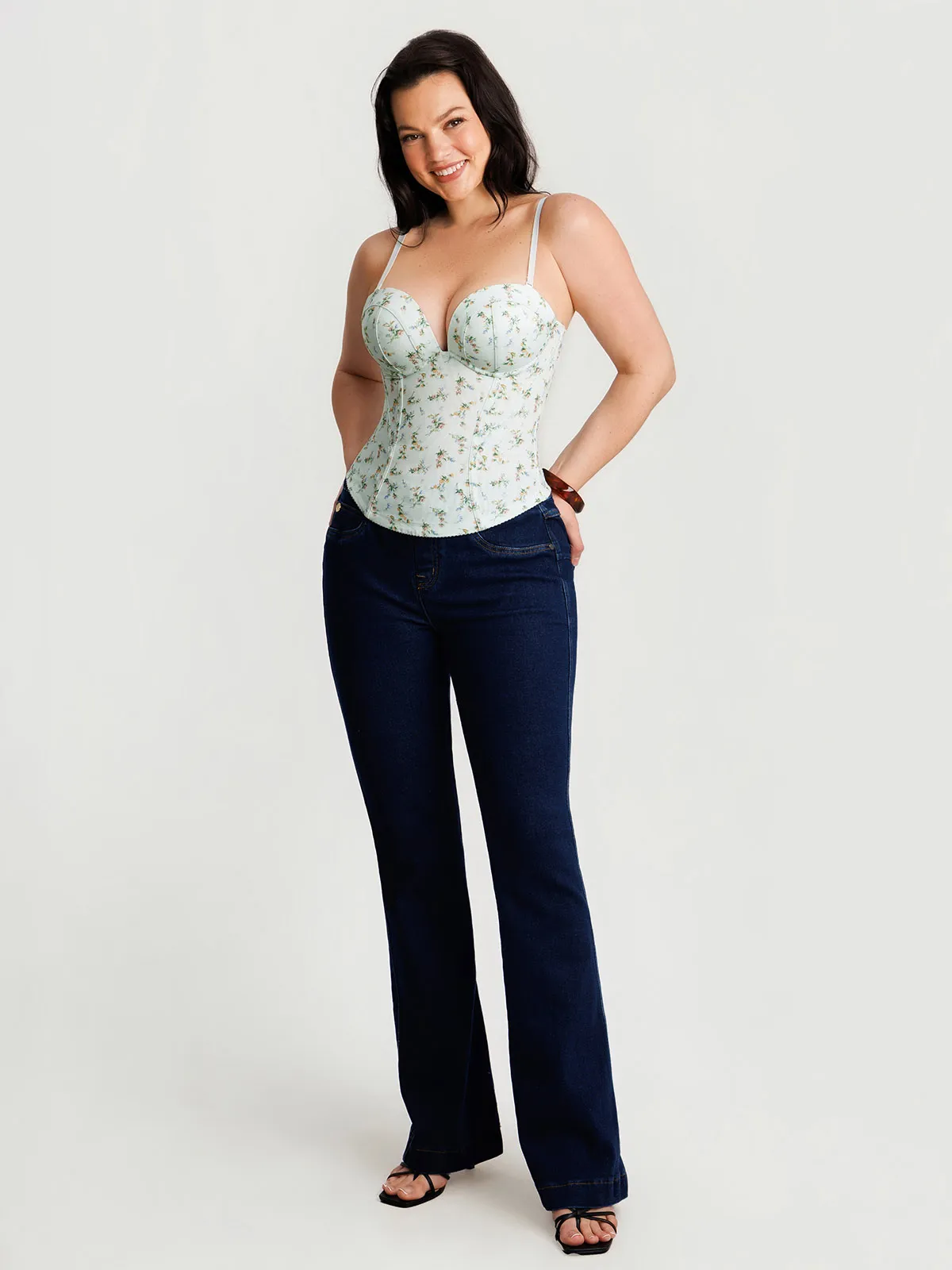 Sculpting Lace Floral Boned Convertible Strap Corset Top - Image 22