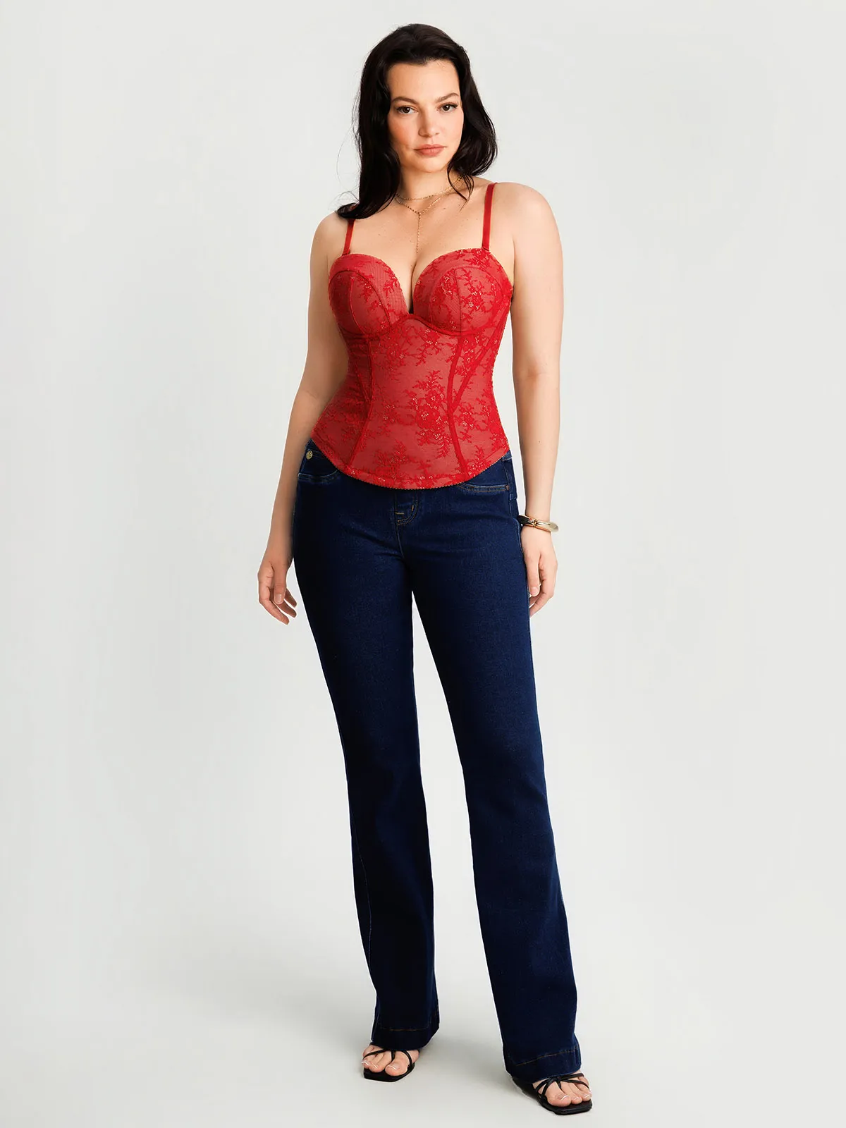 Sculpting Lace Floral Boned Convertible Strap Corset Top - Image 42