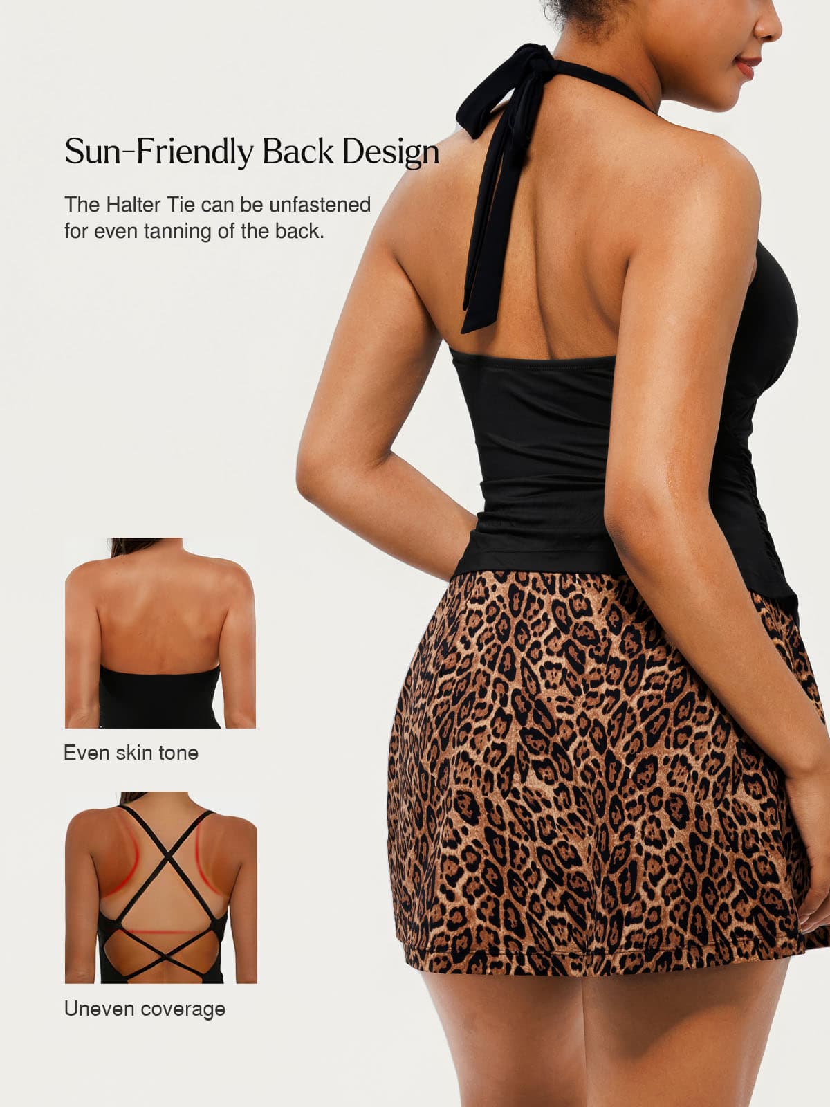 Sculpting Halter Tankini Skirt Swimsuit Set - Image 18
