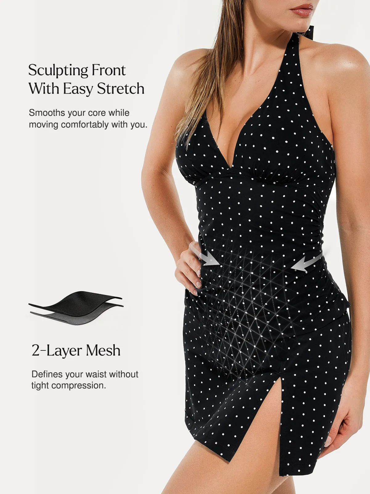 Sculpting Halter Tankini Skirt Swimsuit Set - Image 4